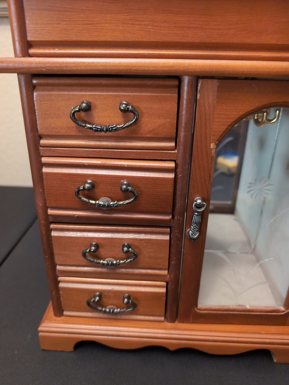 Wood Finish Jewelry Armoire with Glass Door - Brown - Picture 2 of 14